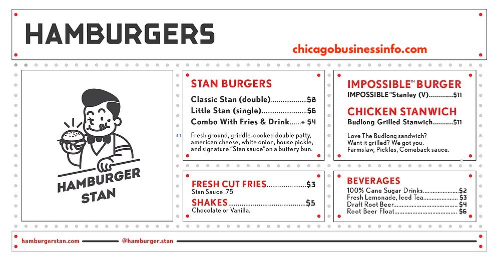 Hamburger stan chicago menu