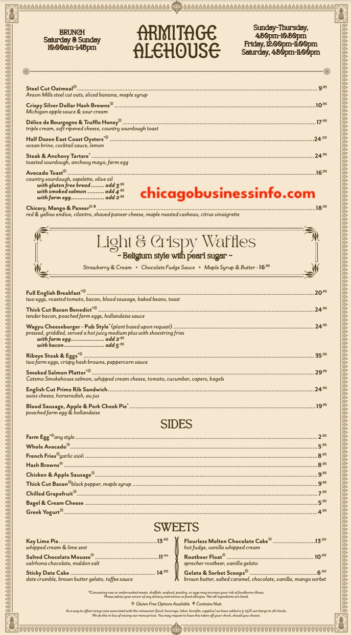 Armitage alehouse chicago dinner menu