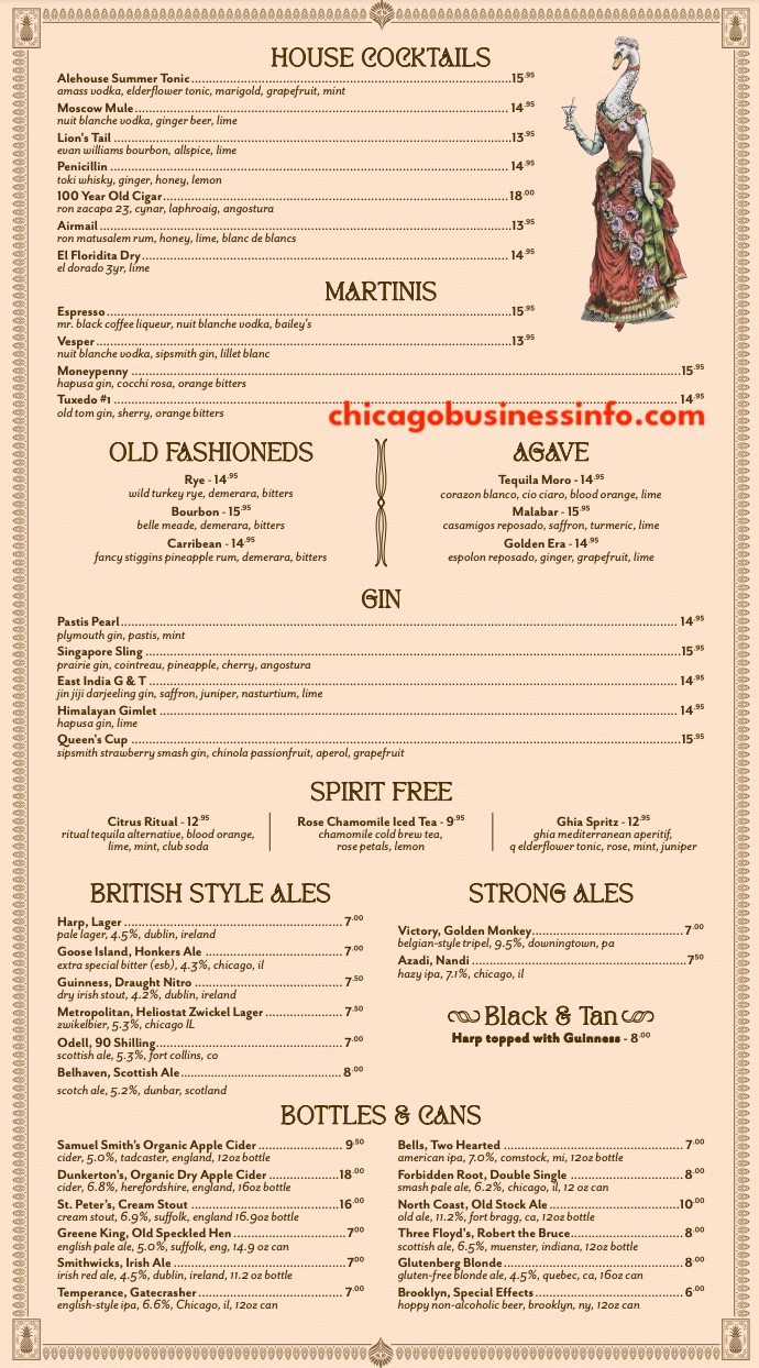 Armitage alehouse chicago drinks menu