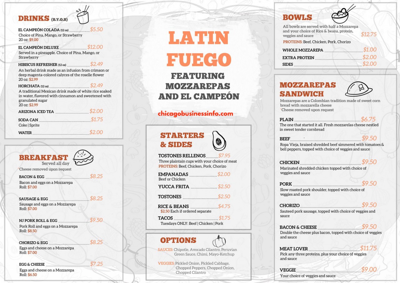 Latin fuego chicago menu