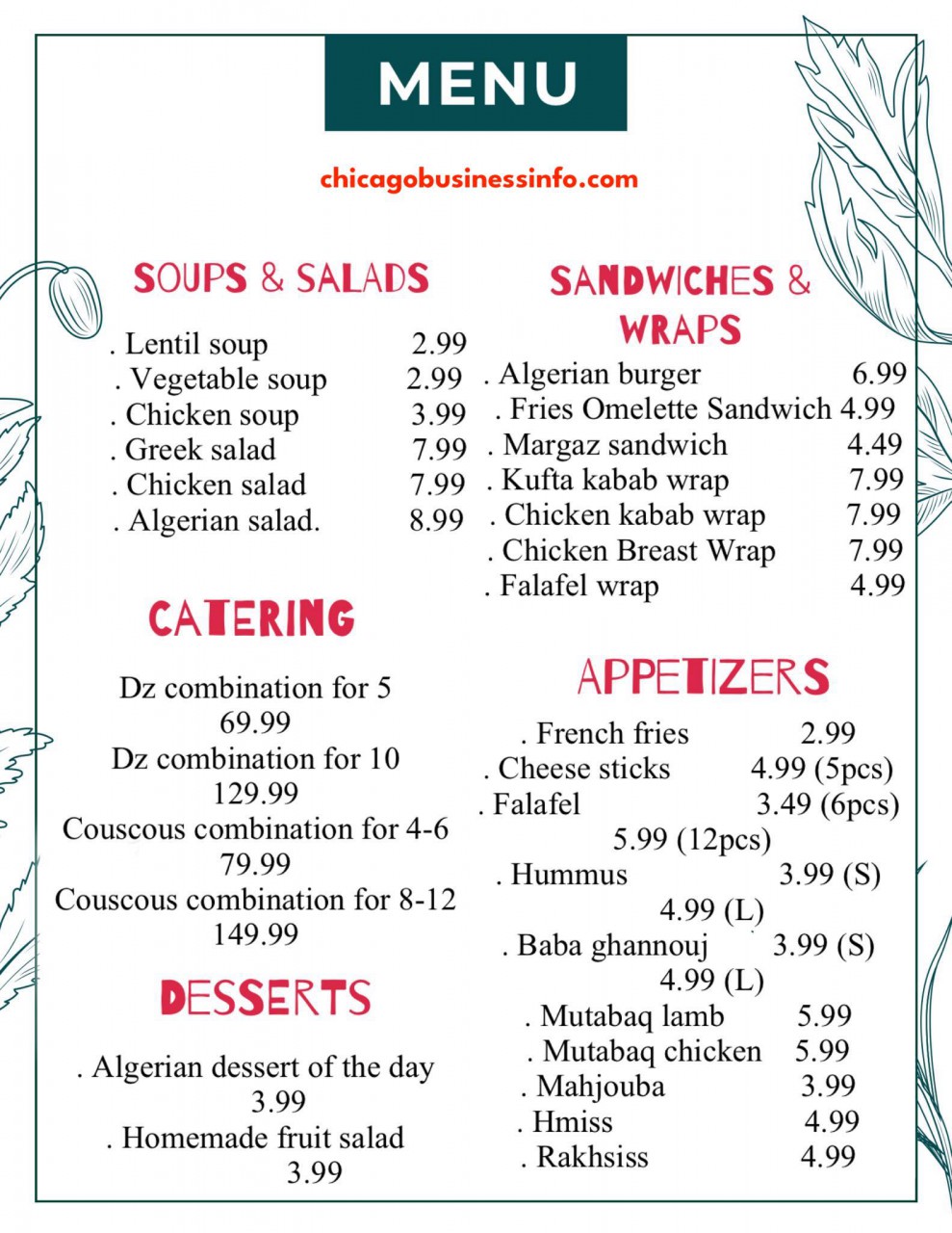 Halal dz house chicago menu 1