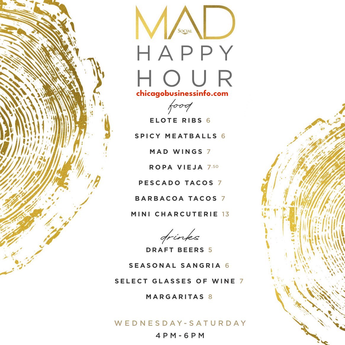 Mad social chicago happy hour menu