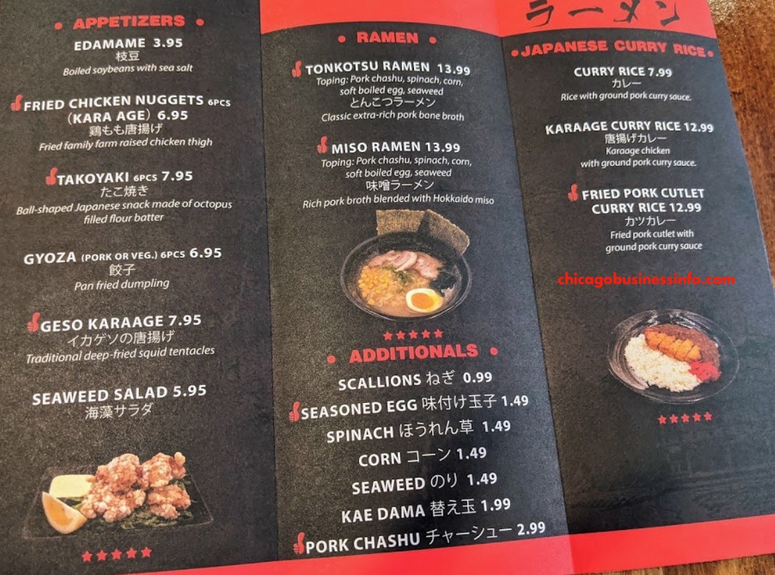 Musashiya ramen chicago menu 1