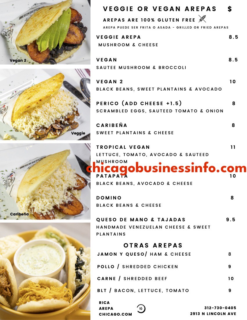 Rica arepa chicago menu 4