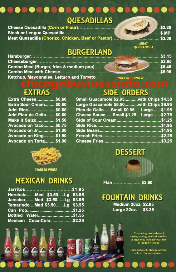 Taco and burrito house broadway chicago menu 2