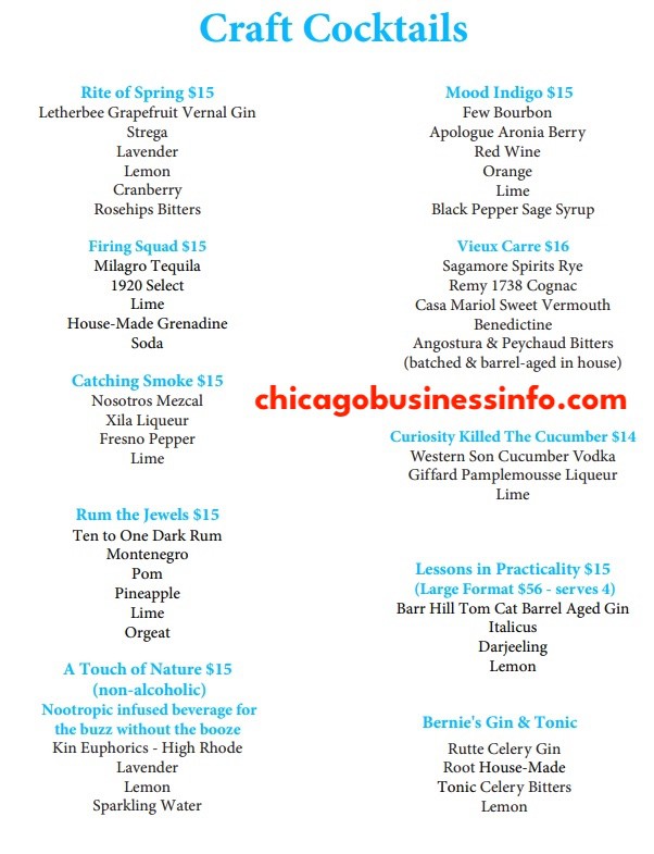 Bernies chicago cocktails menu