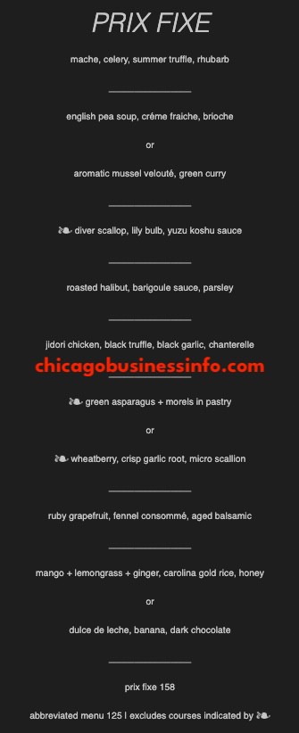 Tru chicago prix fixe menu