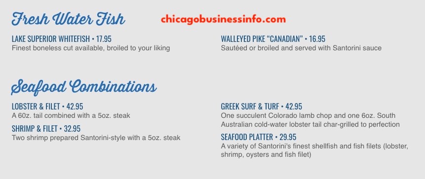 Santorini chicago menu fish seafood menu 2