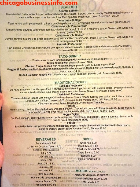 Xochimilco chicago menu 1