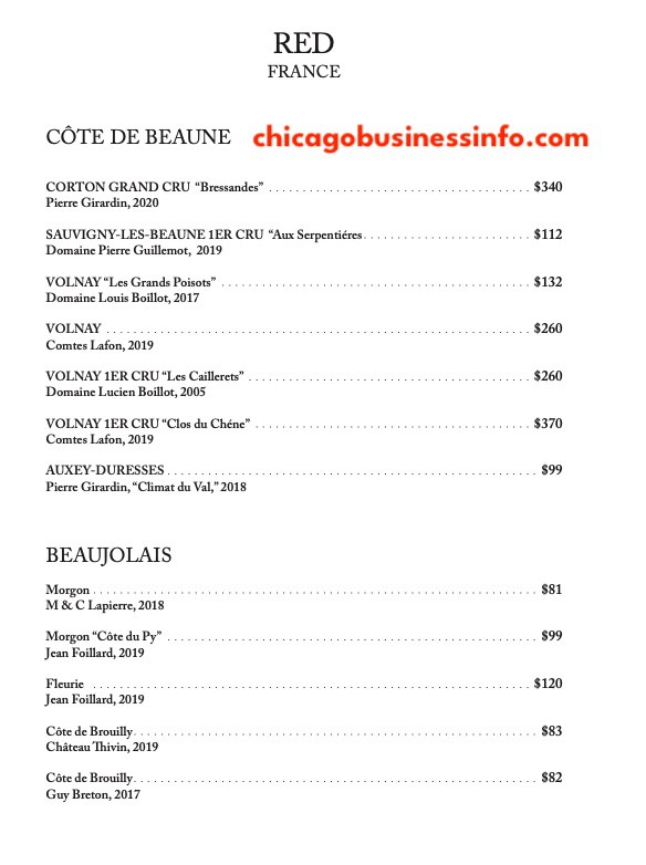 Oriole chicago wine menu 10