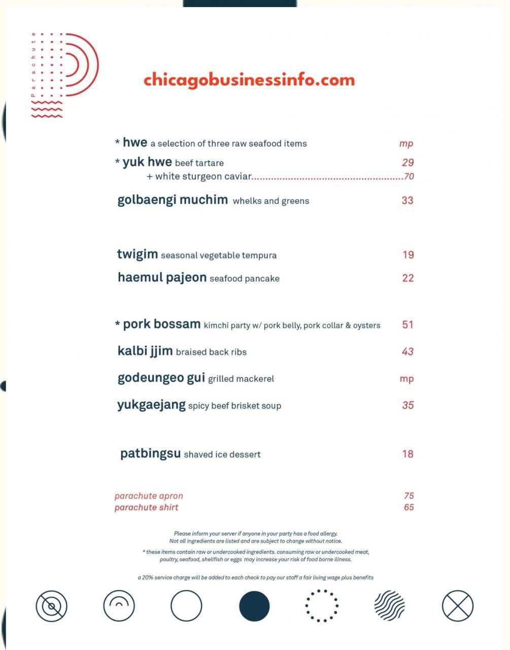 Parachute chicago menu 1