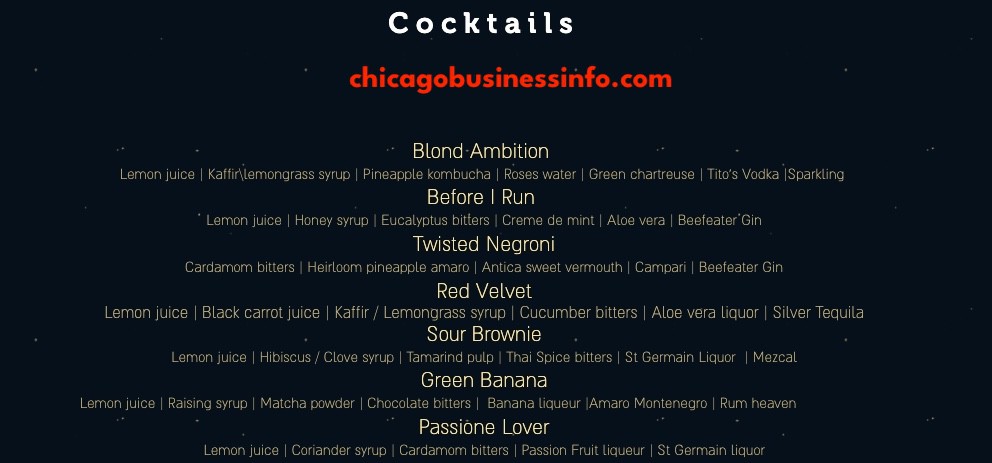 Sea and olive cocktails menu
