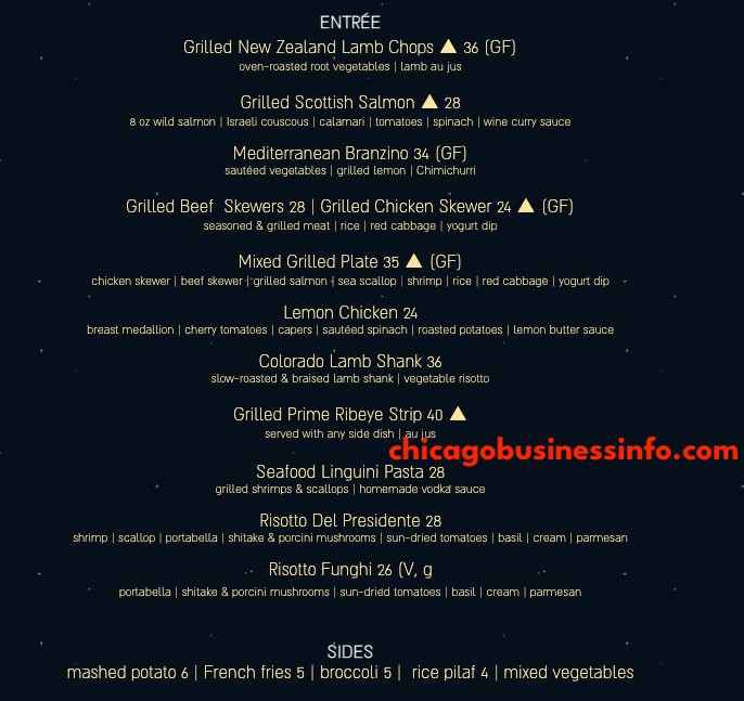 Sea and olive dinner menu 1
