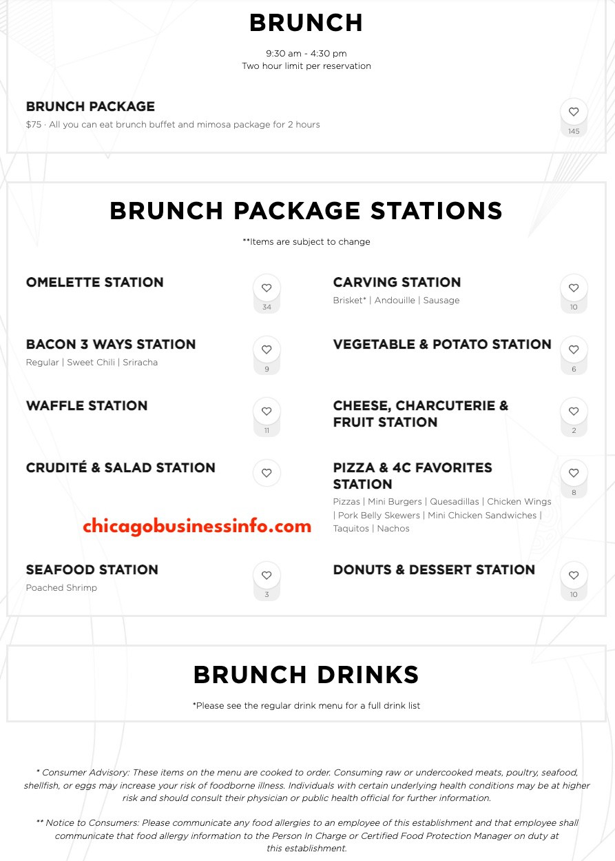 The Fremont Chicago All You Can Eat Brunch Menu