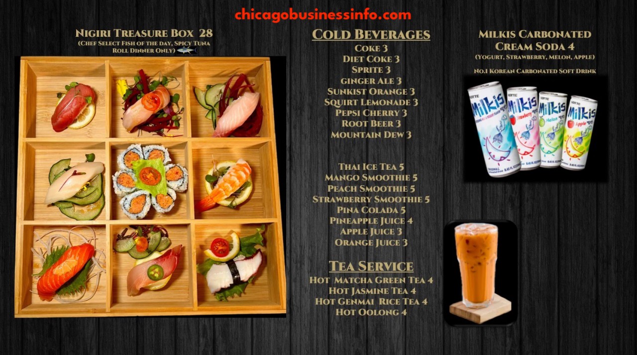 Sushi Payce Chicago All You Can Eat Treasure Box Drinks Menu
