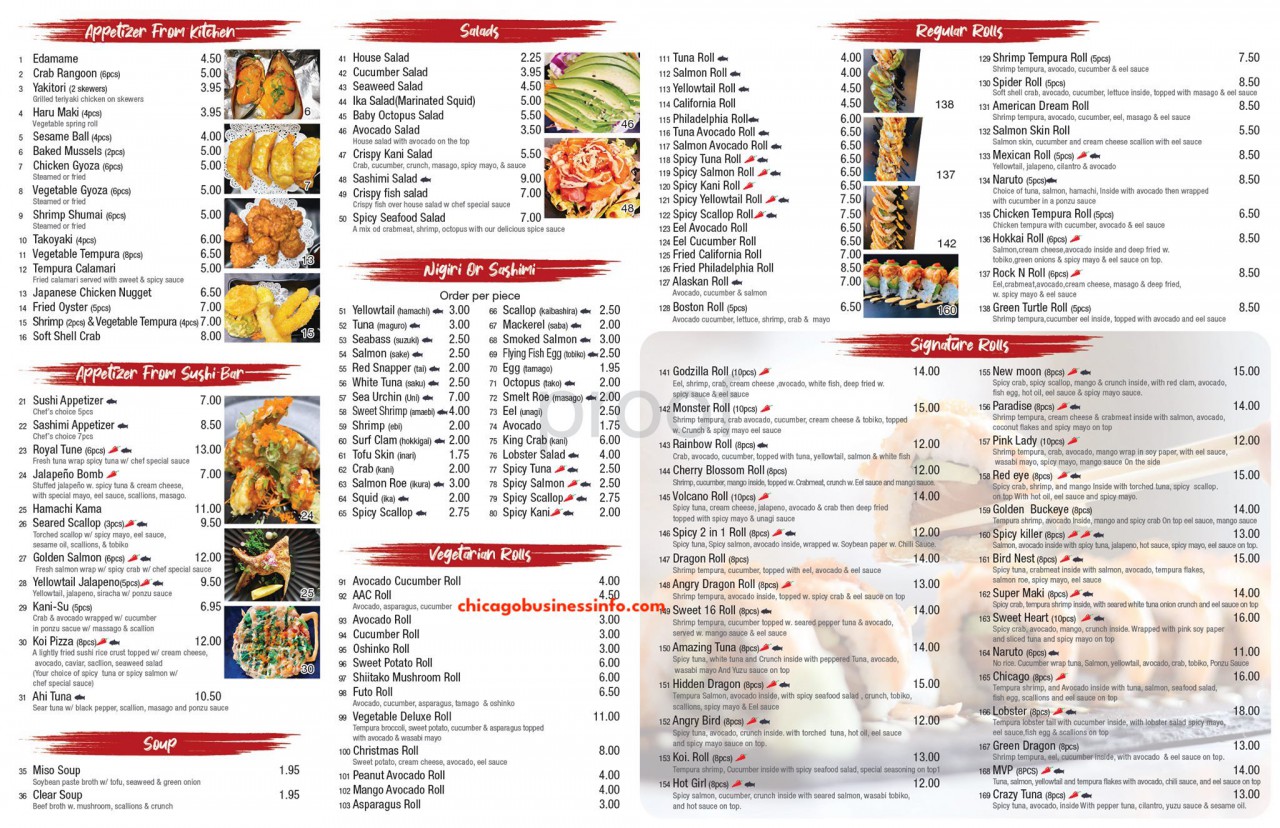 Koi Sushi Chicago All You Can Eat Menu 2