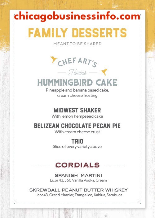Chef art smiths reunion chicago desserts menu