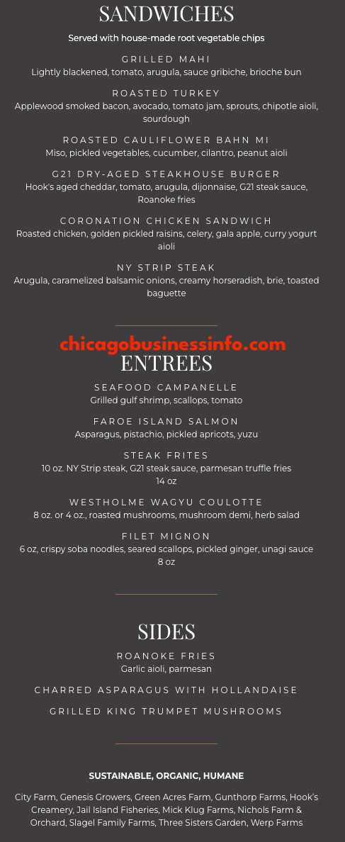 Grill On 21 Chicago Lunch Menu 2