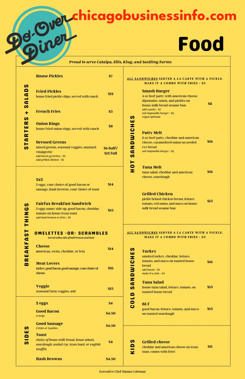 Do over diner chicago food menu