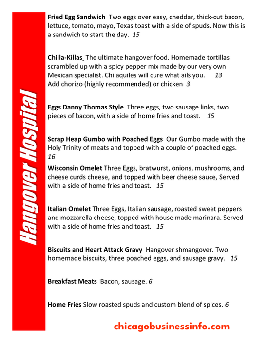 Twisted Spoke Chicago Brunch Menu