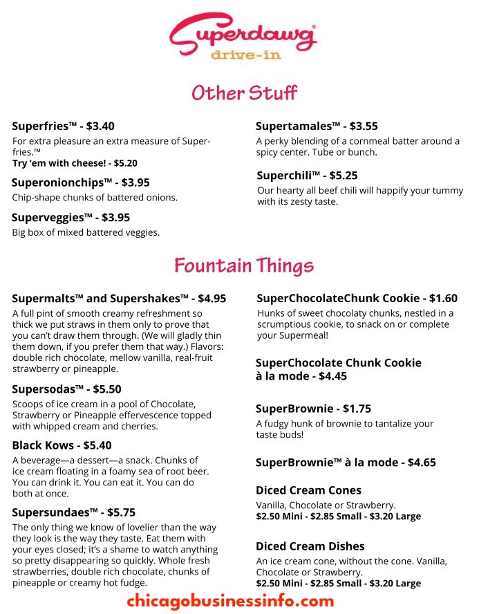 Superdawg Drive In Chicago Menu 2