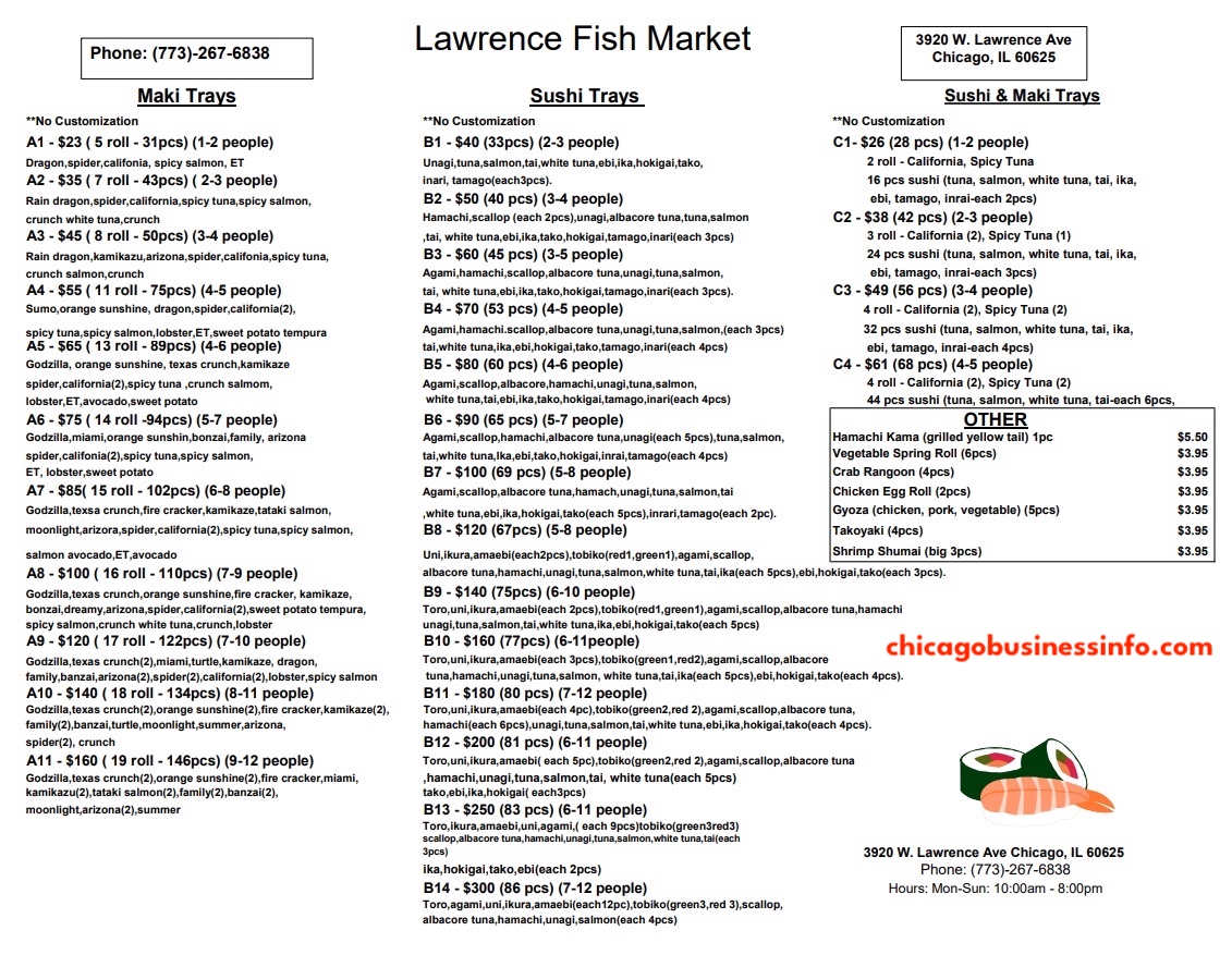 Lawrence Fish Market Chicago Menu 2