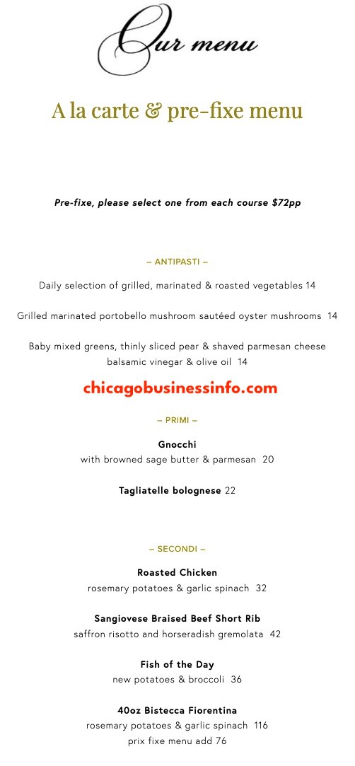 A tavola Chicago Menu 1