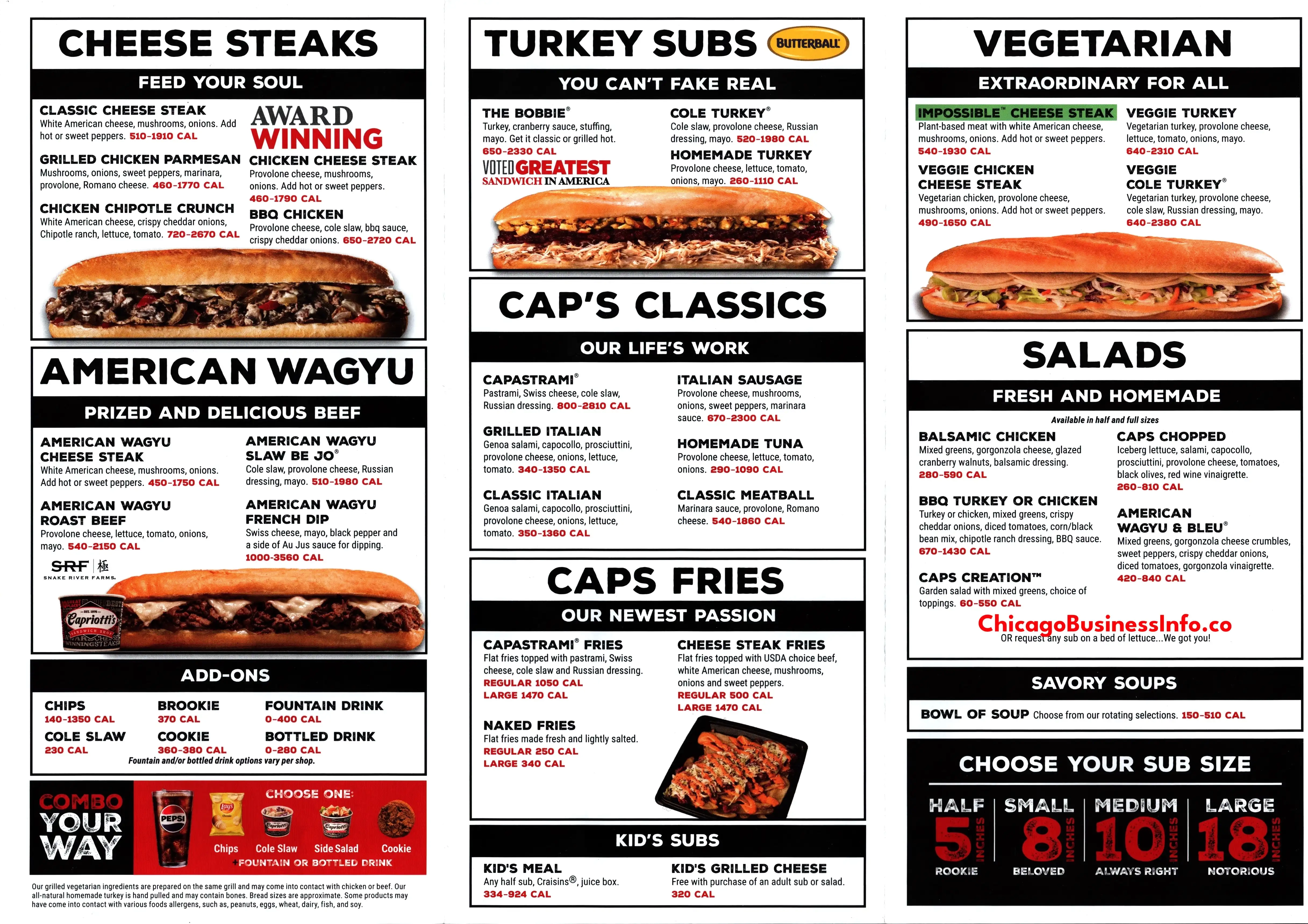 Capriotti's Sandwich Shop Lincoln Park Carry Out Menu 2