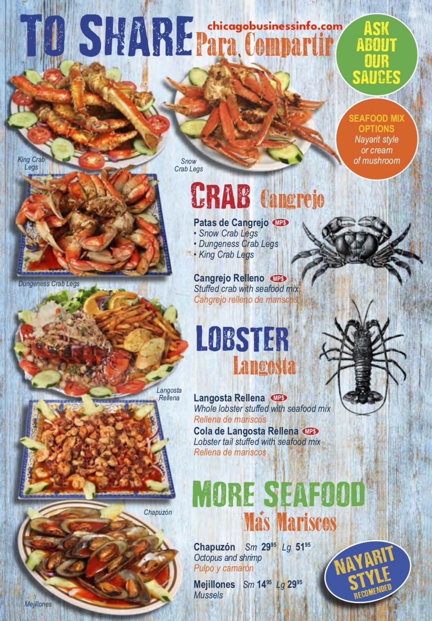 Alegrias Seafood Chicago Menu 3